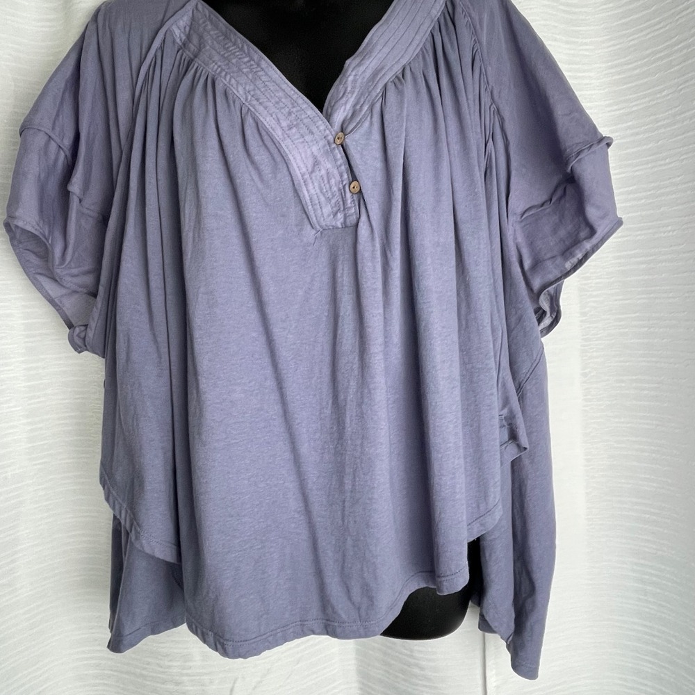 Free People We The Free The One Top Purple Henley Babydoll Tunic Medium - Picture 4 of 6